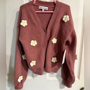 Petit BonBon NWT Girls Cardigan with 3D Flowers